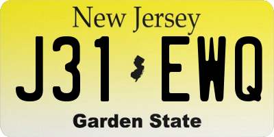 NJ license plate J31EWQ