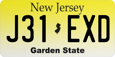 NJ license plate J31EXD