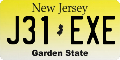 NJ license plate J31EXE