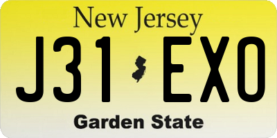 NJ license plate J31EXO