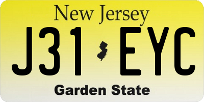 NJ license plate J31EYC