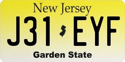 NJ license plate J31EYF