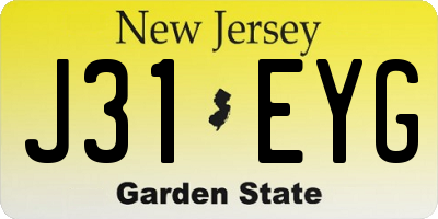 NJ license plate J31EYG