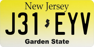 NJ license plate J31EYV