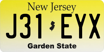 NJ license plate J31EYX