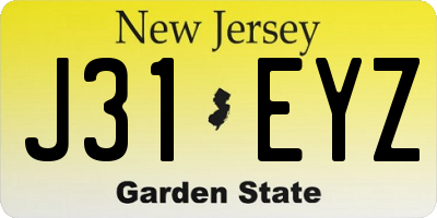 NJ license plate J31EYZ