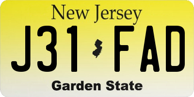 NJ license plate J31FAD