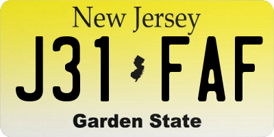 NJ license plate J31FAF