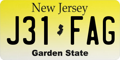 NJ license plate J31FAG