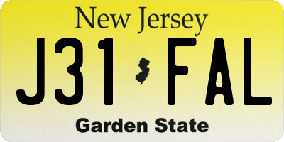 NJ license plate J31FAL