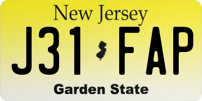 NJ license plate J31FAP
