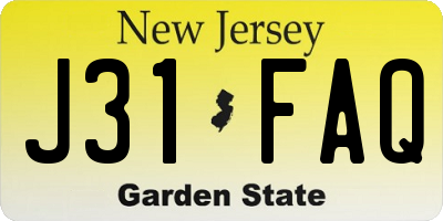NJ license plate J31FAQ