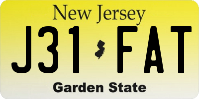 NJ license plate J31FAT
