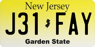 NJ license plate J31FAY