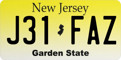 NJ license plate J31FAZ