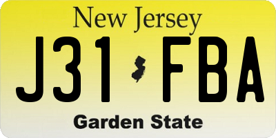 NJ license plate J31FBA