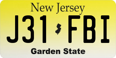 NJ license plate J31FBI