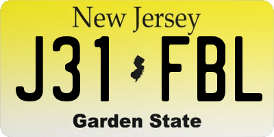 NJ license plate J31FBL