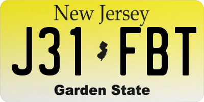 NJ license plate J31FBT