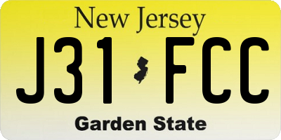 NJ license plate J31FCC