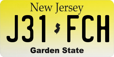 NJ license plate J31FCH