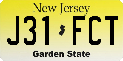 NJ license plate J31FCT