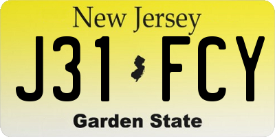 NJ license plate J31FCY