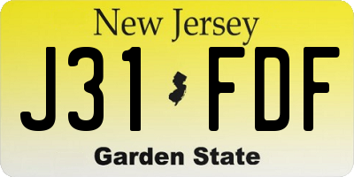 NJ license plate J31FDF