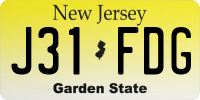NJ license plate J31FDG