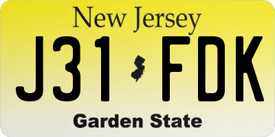 NJ license plate J31FDK