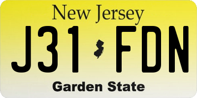 NJ license plate J31FDN