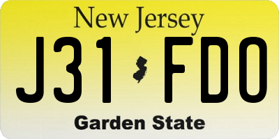 NJ license plate J31FDO