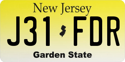 NJ license plate J31FDR