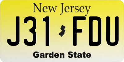 NJ license plate J31FDU