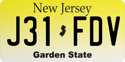 NJ license plate J31FDV