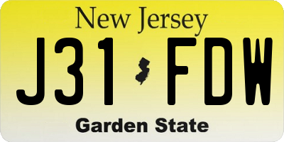 NJ license plate J31FDW