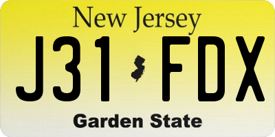 NJ license plate J31FDX