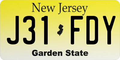 NJ license plate J31FDY