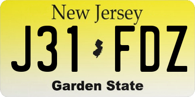 NJ license plate J31FDZ
