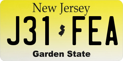 NJ license plate J31FEA