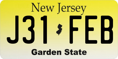 NJ license plate J31FEB
