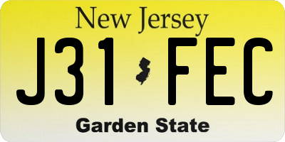 NJ license plate J31FEC
