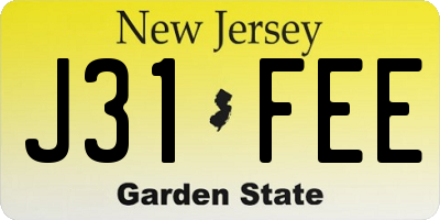 NJ license plate J31FEE