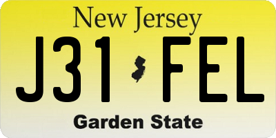 NJ license plate J31FEL