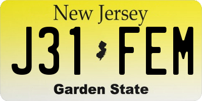 NJ license plate J31FEM