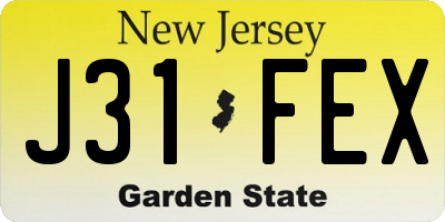 NJ license plate J31FEX