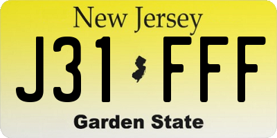 NJ license plate J31FFF