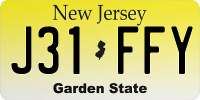 NJ license plate J31FFY