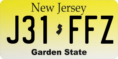NJ license plate J31FFZ