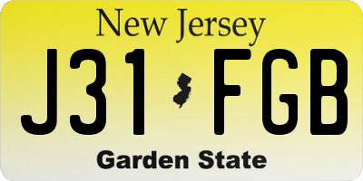 NJ license plate J31FGB